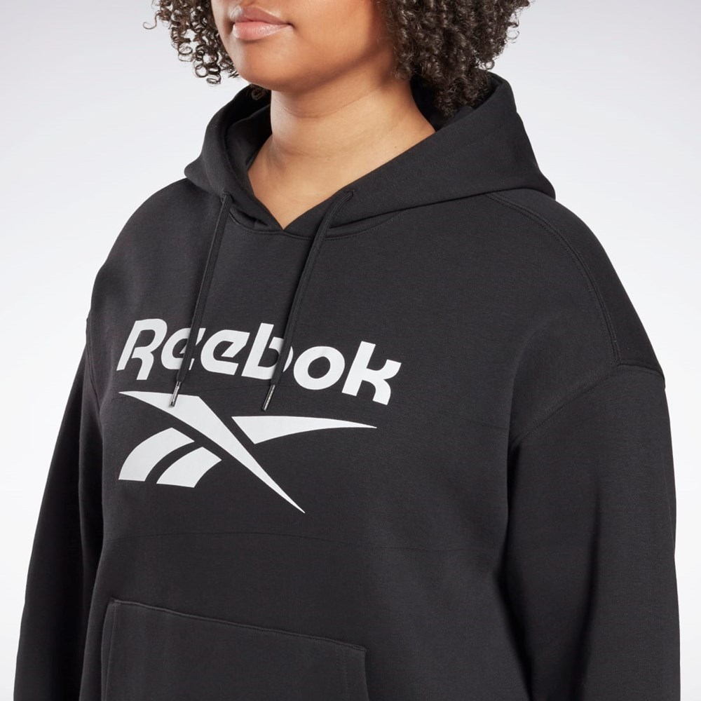 Reebok Reebok Identity Logo Fleece Pullover Hoodie (Plus Size) Svarte | KAQHIS-352