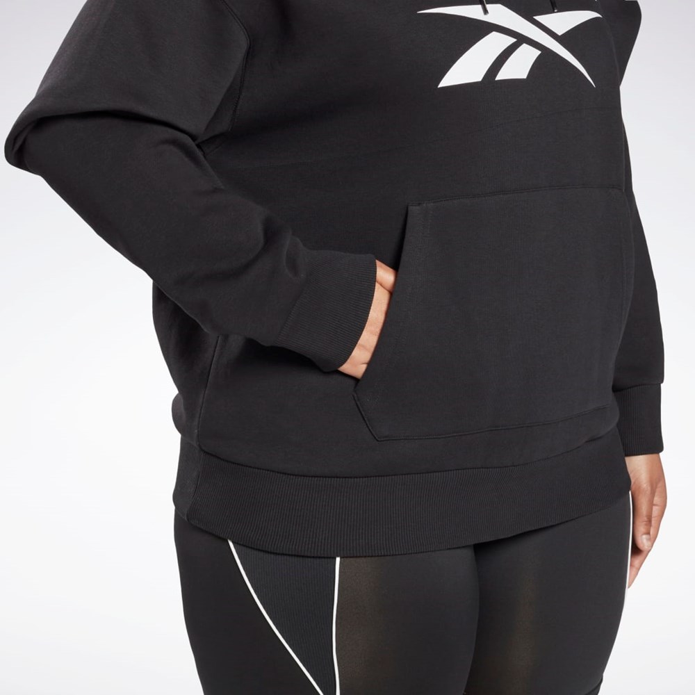 Reebok Reebok Identity Logo Fleece Pullover Hoodie (Plus Size) Svarte | KAQHIS-352