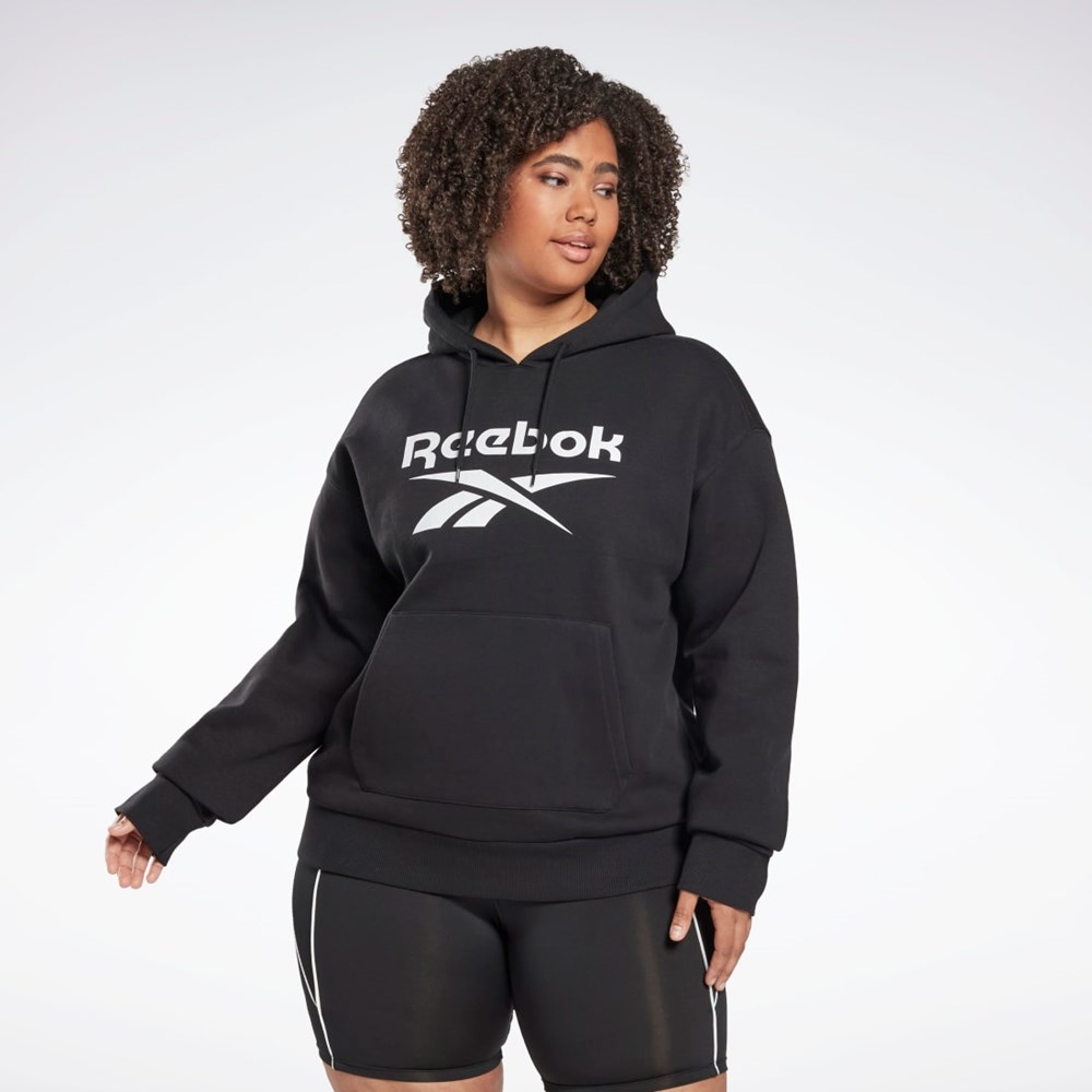 Reebok Reebok Identity Logo Fleece Pullover Hoodie (Plus Size) Svarte | KAQHIS-352