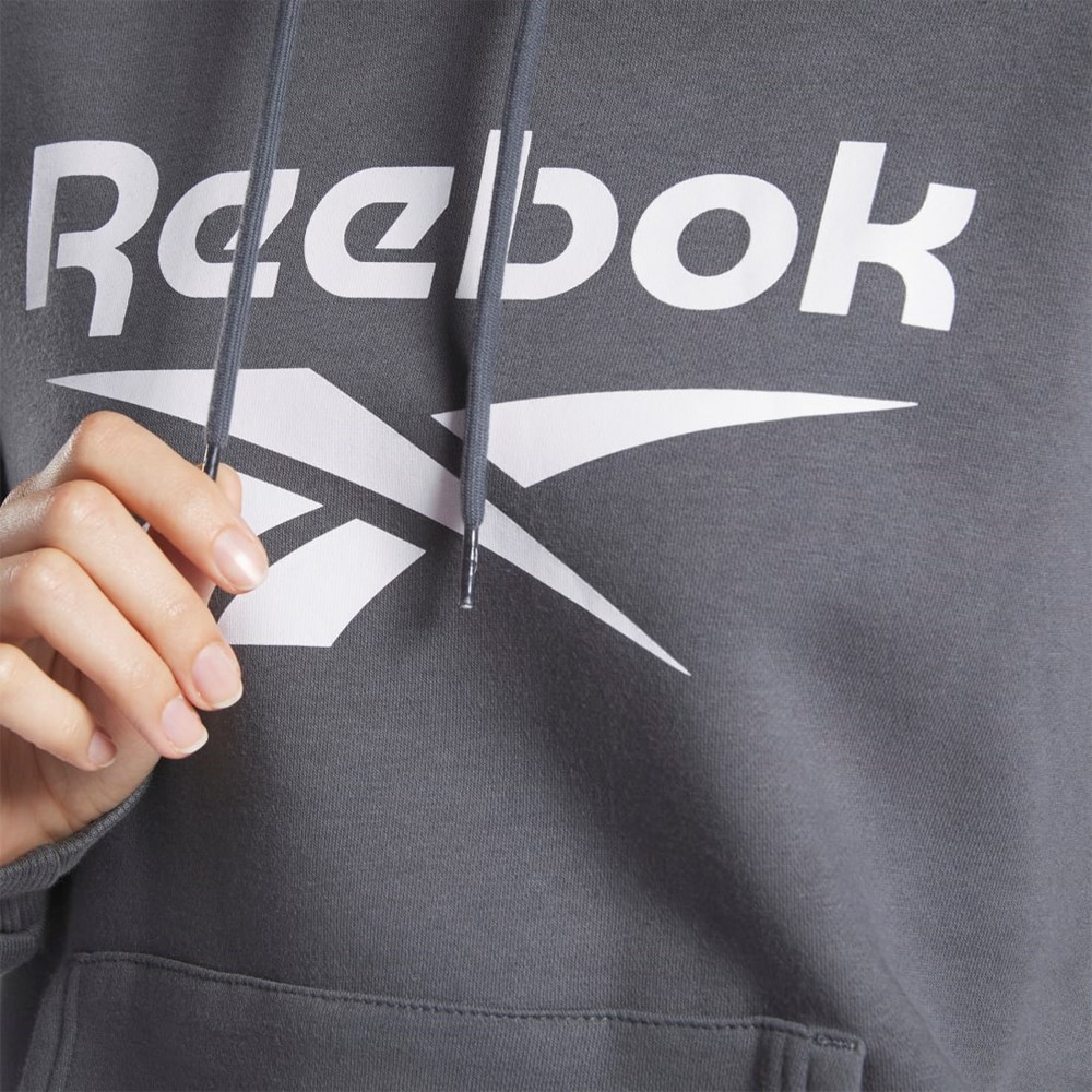 Reebok Reebok Identity Logo Fleece Pullover Hoodie Grå | VQLJUA-931