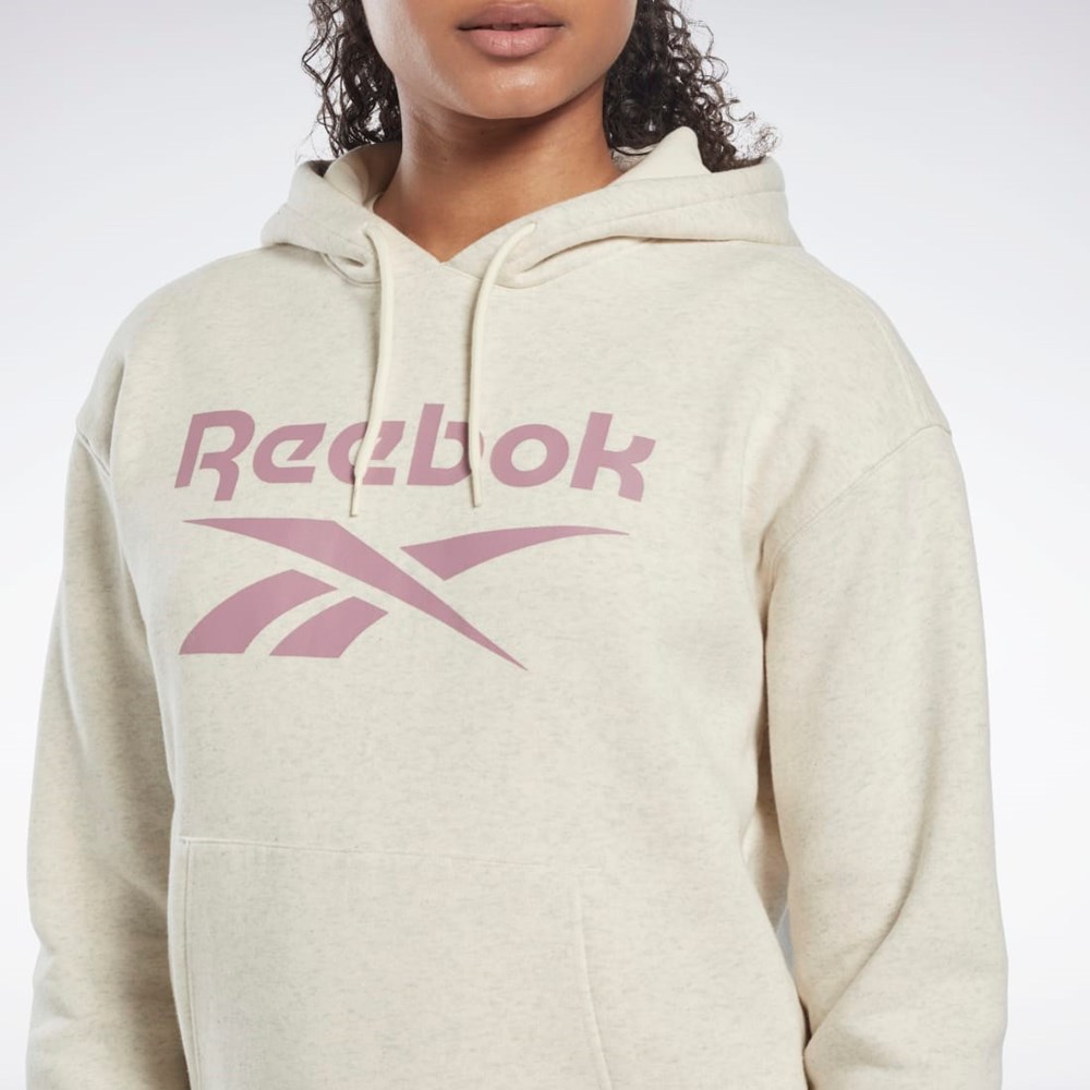 Reebok Reebok Identity Logo Fleece Pullover Hoodie Hvite | ZRPXUT-291