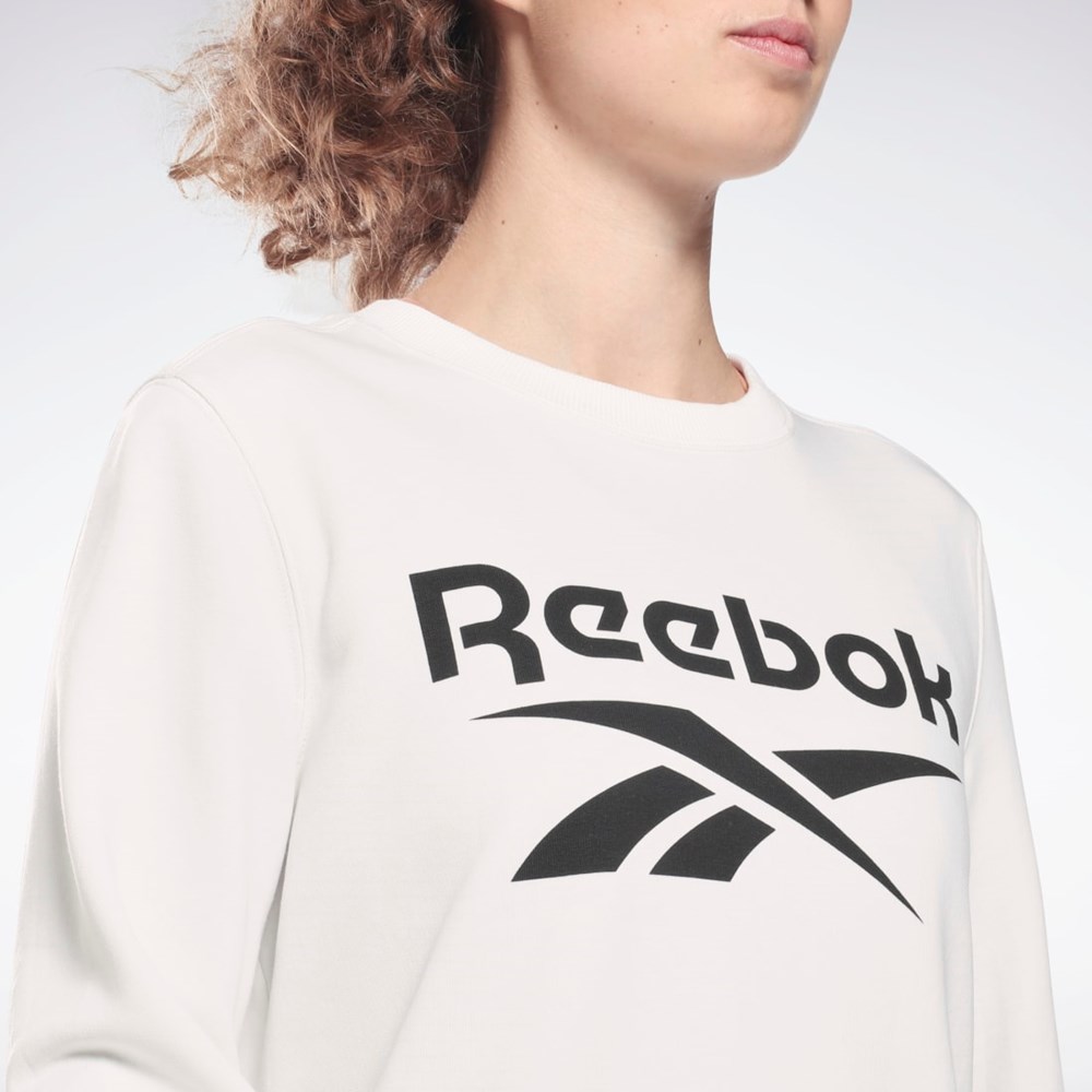 Reebok Reebok Identity Logo French Terry Crew Sweatshirt Hvite Svarte | FQMTSJ-815