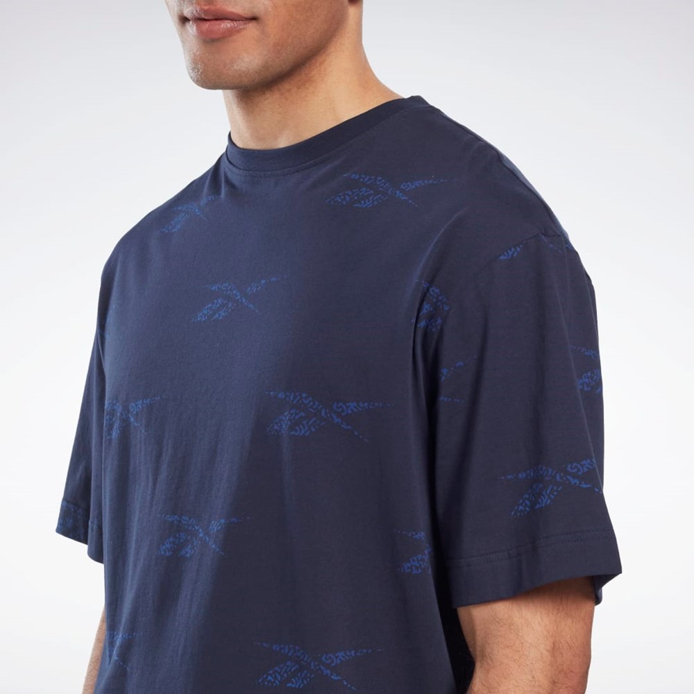 Reebok Reebok Identity Vector T-Shirt Marineblå | ZJVSAF-375