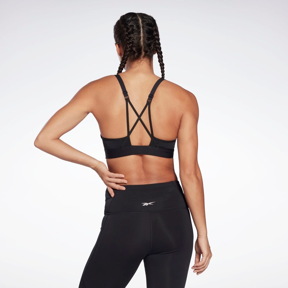 Reebok Reebok Lux Strappy Sports Bra Svarte | MAPYBE-845