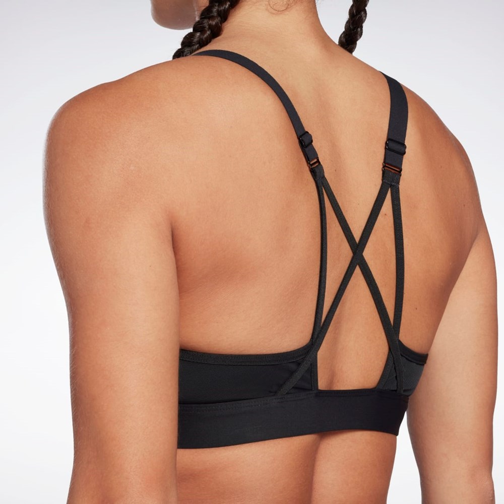 Reebok Reebok Lux Strappy Sports Bra Svarte | MAPYBE-845