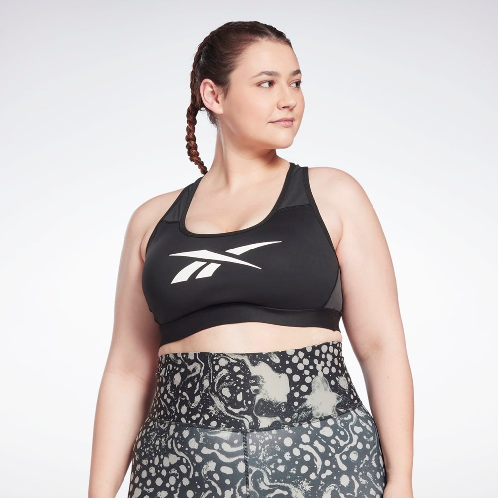 Reebok Reebok Lux Vector Racer Sports Bra (Plus Size) Svarte | HBKNAP-940