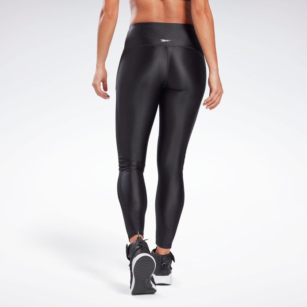 Reebok Shiny High-Rise Leggings Svarte | EHBWAZ-507