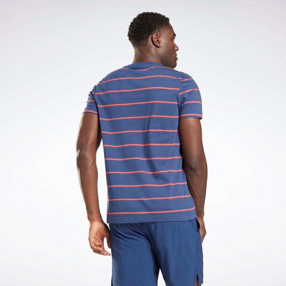 Reebok Stripe T-Shirt Blå | UCPLEX-310