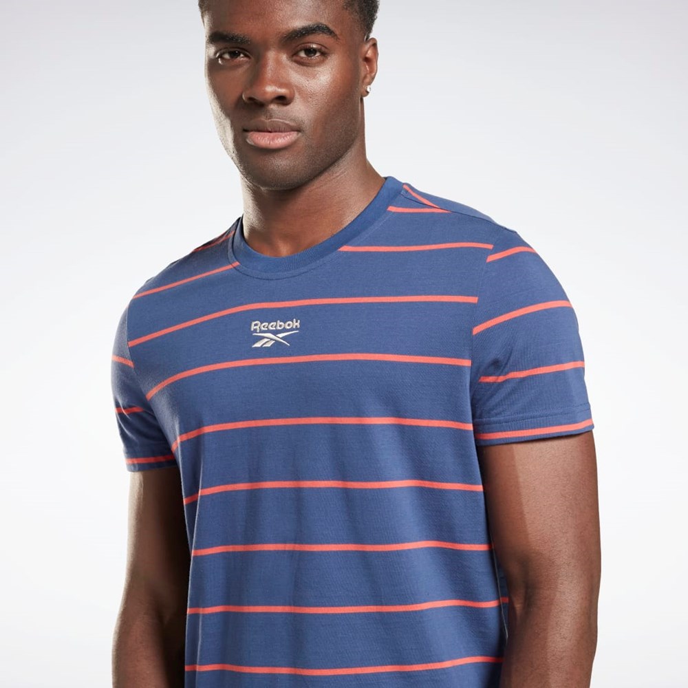 Reebok Stripe T-Shirt Blå | UCPLEX-310