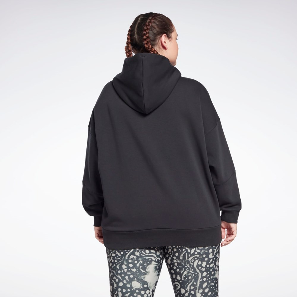 Reebok Studio Recycled Oversize Hoodie (Plus Size) Svarte | GHDSIL-729