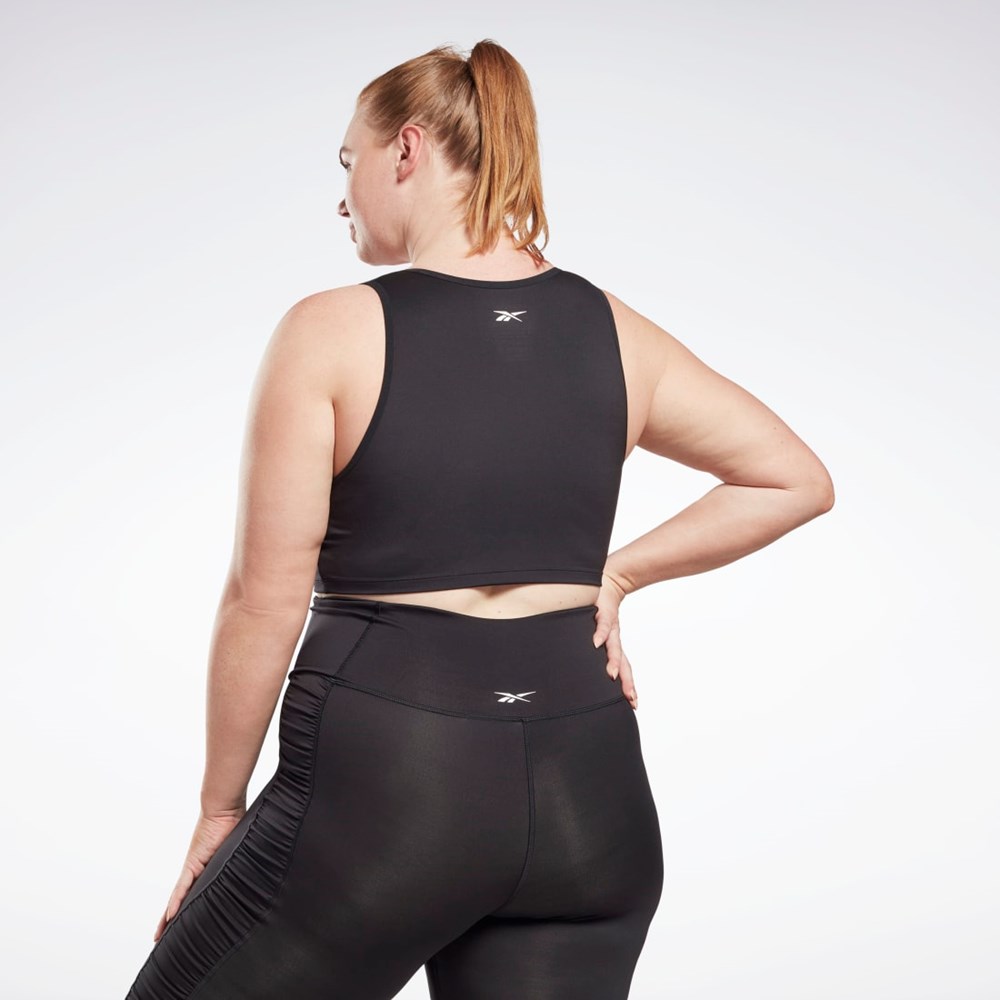 Reebok Studio Ruched Cropped Tank Top (Plus Size) Svarte | GHJDXY-768