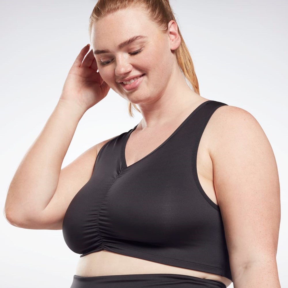 Reebok Studio Ruched Cropped Tank Top (Plus Size) Svarte | GHJDXY-768