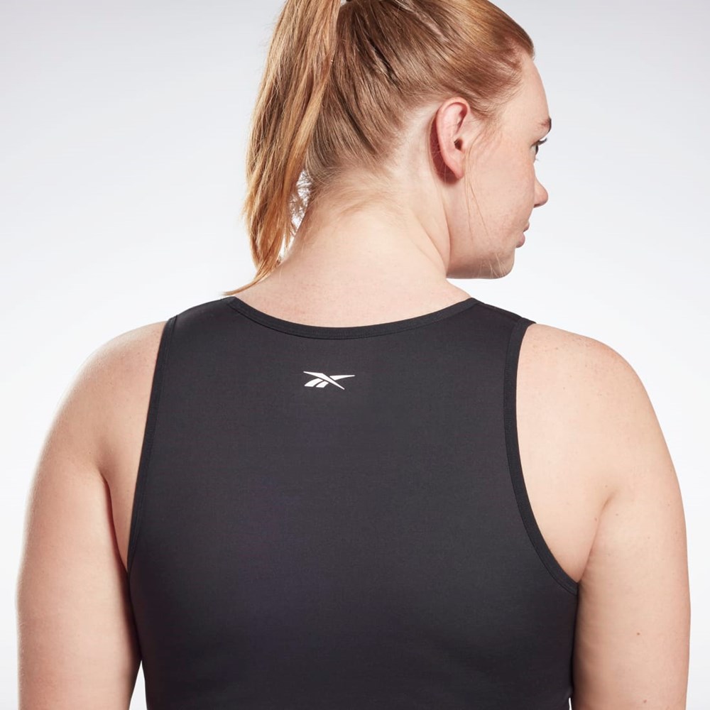 Reebok Studio Ruched Cropped Tank Top (Plus Size) Svarte | GHJDXY-768