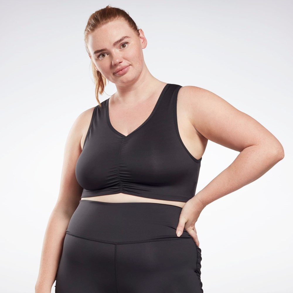 Reebok Studio Ruched Cropped Tank Top (Plus Size) Svarte | GHJDXY-768