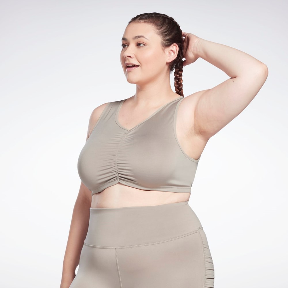 Reebok Studio Ruched Cropped Tank Top (Plus Size) Grå | LMROWB-289