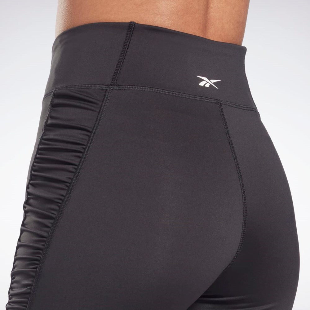 Reebok Studio Ruched High Rise Legging Shorts Svarte | DMQGAP-041