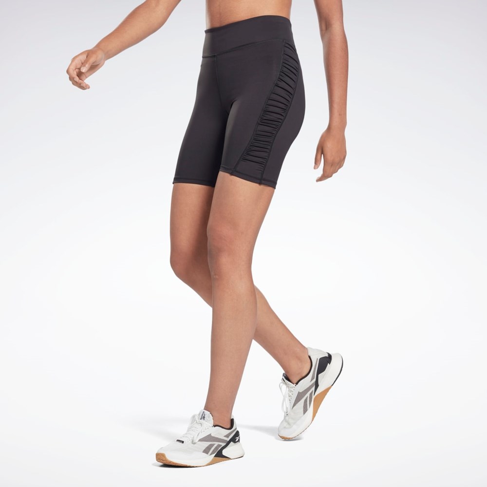 Reebok Studio Ruched High Rise Legging Shorts Svarte | DMQGAP-041