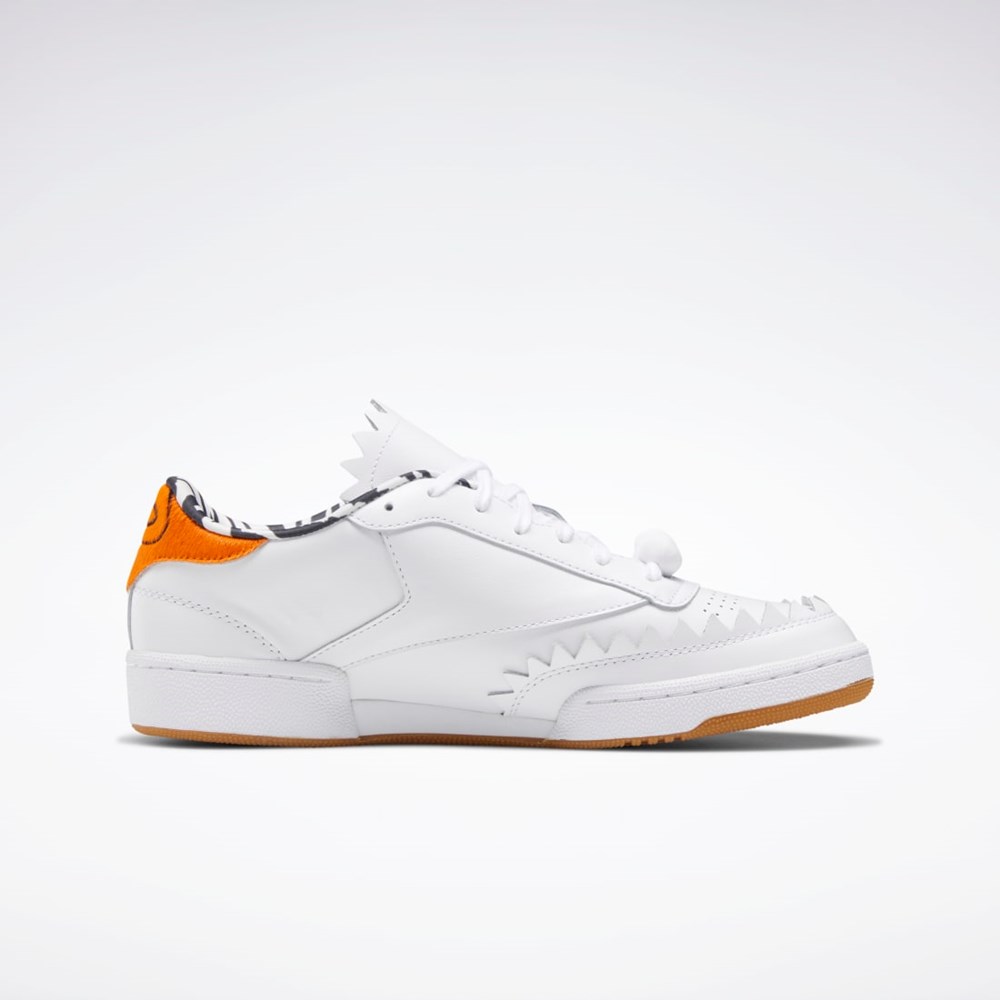 Reebok THE FLINTSTONES Club C Shoes Hvite Svarte Oransje | OUJSLQ-702