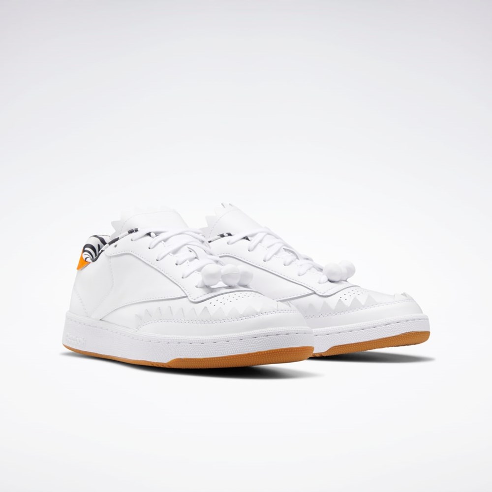 Reebok THE FLINTSTONES Club C Shoes Hvite Svarte Oransje | OUJSLQ-702