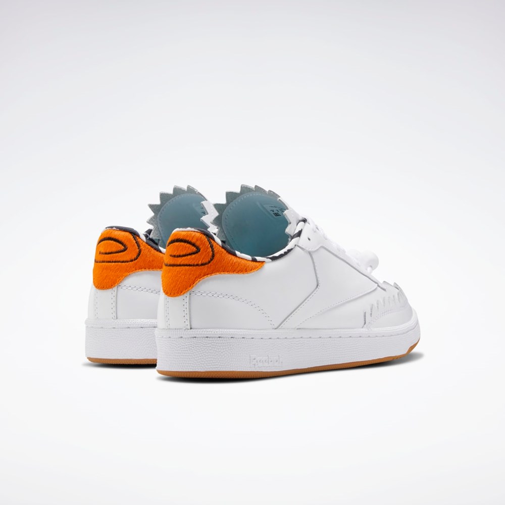 Reebok THE FLINTSTONES Club C Shoes Hvite Svarte Oransje | OUJSLQ-702