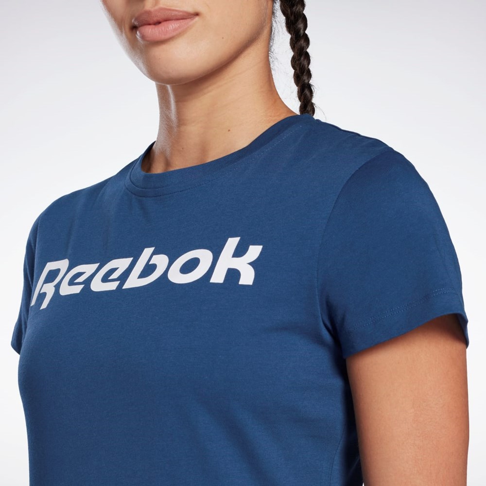 Reebok Trenings Essentials Grafiske Tee Blå | FNOAQV-782