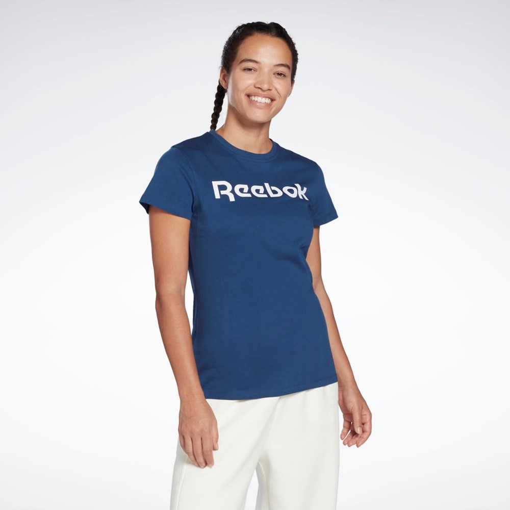 Reebok Trenings Essentials Grafiske Tee Blå | FNOAQV-782