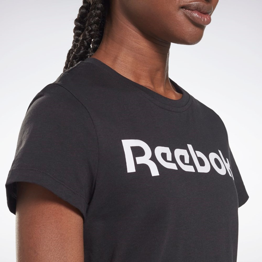 Reebok Trenings Essentials Grafiske Tee Svarte Hvite | OHIZXM-916