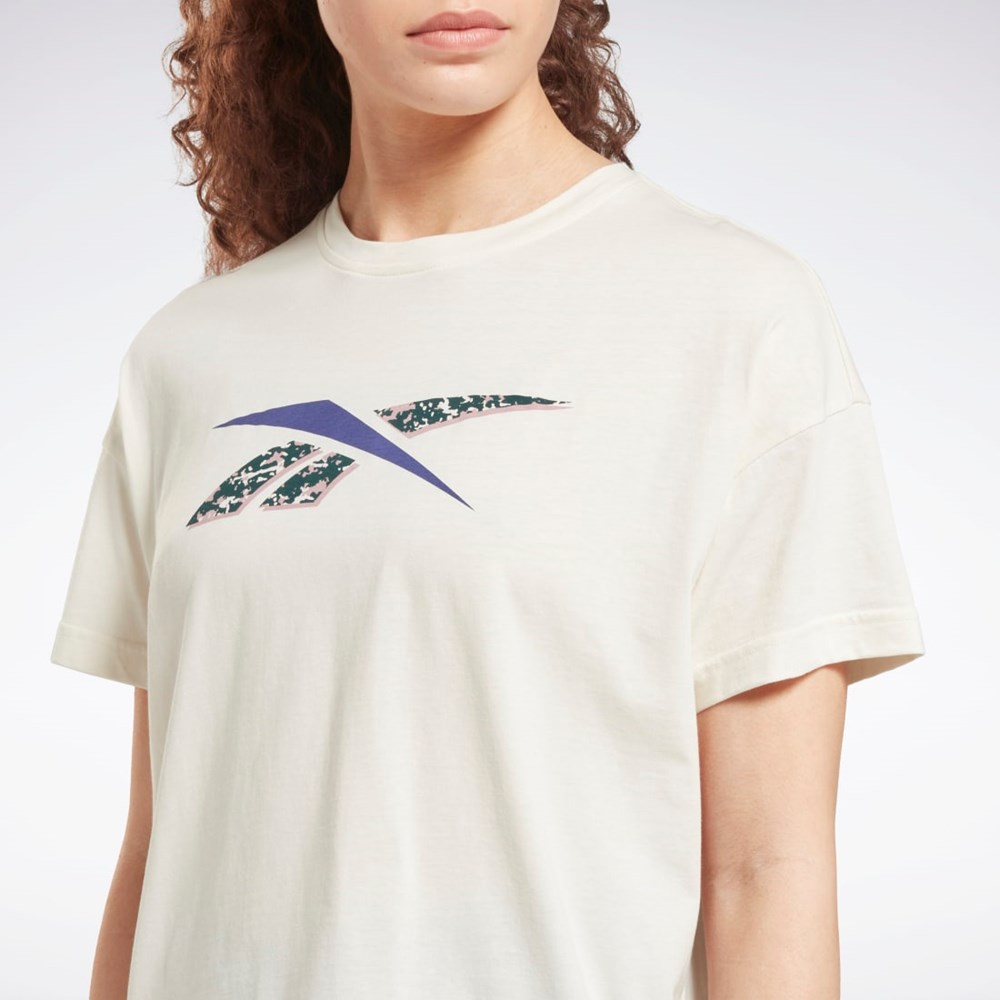 Reebok Trenings Essentials Modern Safari Grafiske Tee Hvite | QAZYJU-784