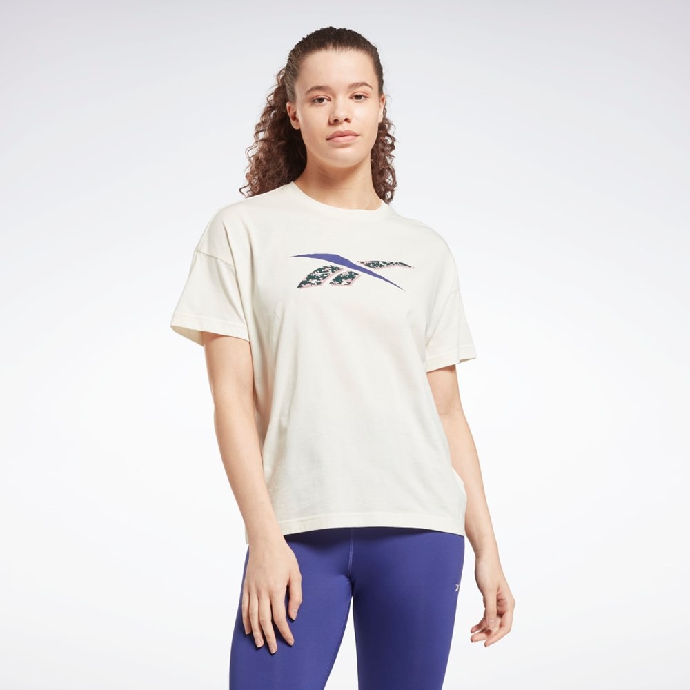 Reebok Trenings Essentials Modern Safari Grafiske Tee Hvite | QAZYJU-784