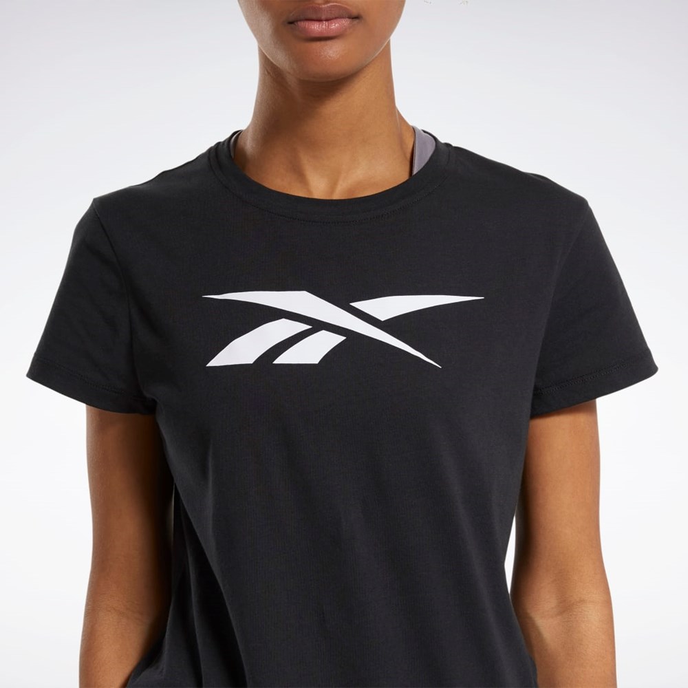 Reebok Trenings Essentials Vector Grafiske Tee Svarte | JGMCUV-743