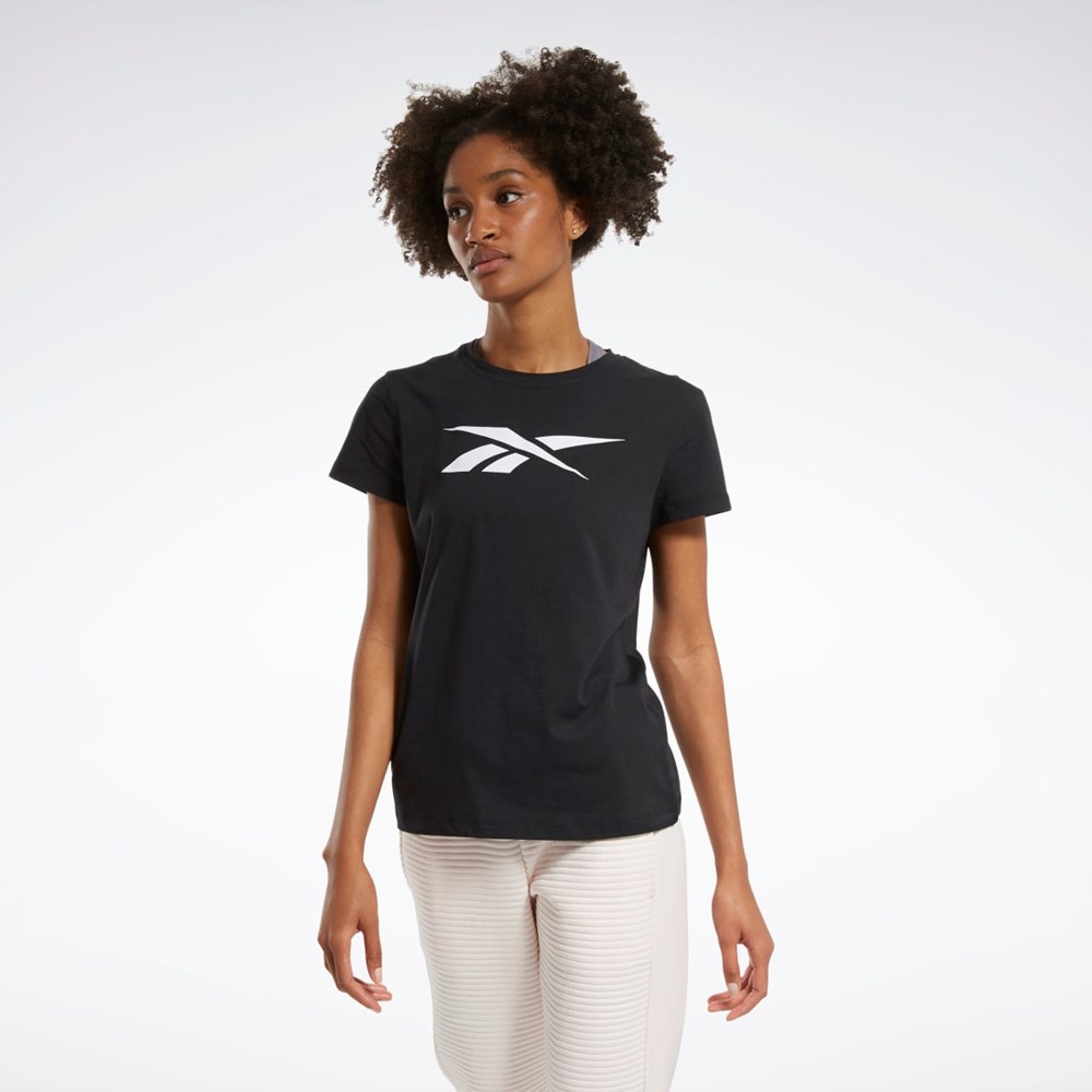 Reebok Trenings Essentials Vector Grafiske Tee Svarte | JGMCUV-743