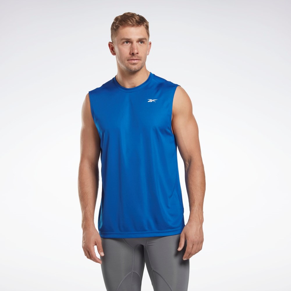 Reebok Workout Ready Ermeløse Tech T-Shirt Blå | OSUNJD-689