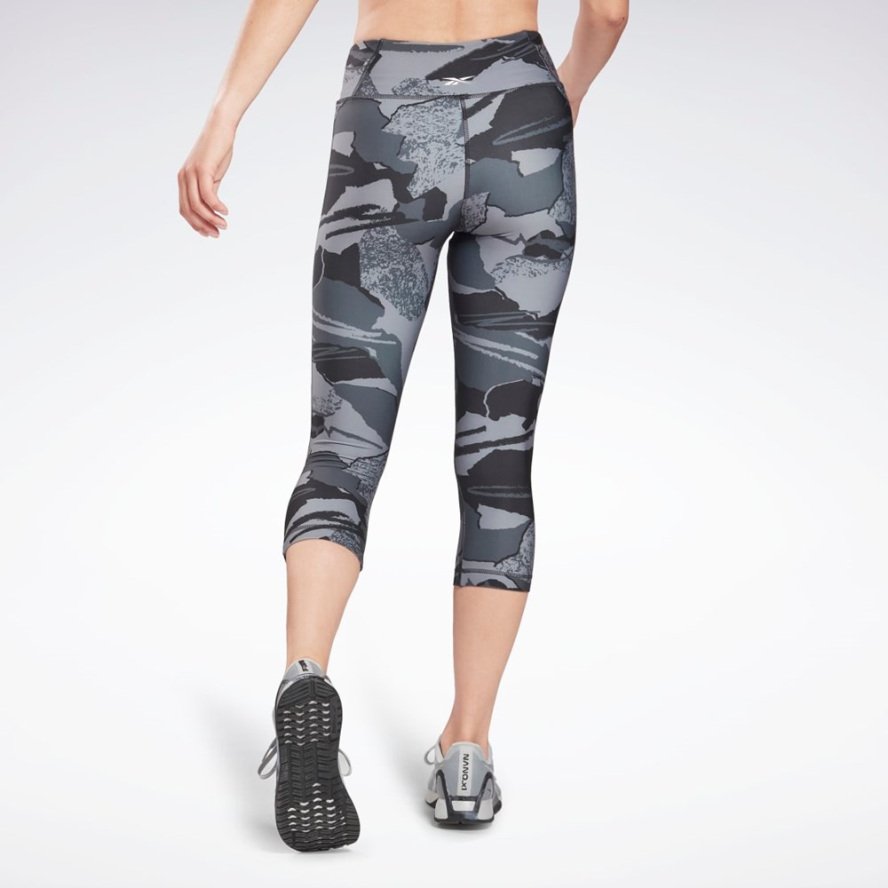 Reebok Workout Ready Printed Capri Svarte | IWRCBY-194