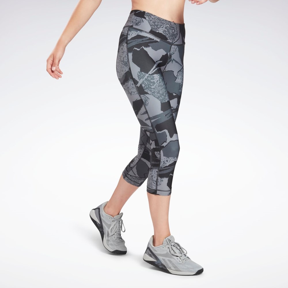 Reebok Workout Ready Printed Capri Svarte | IWRCBY-194