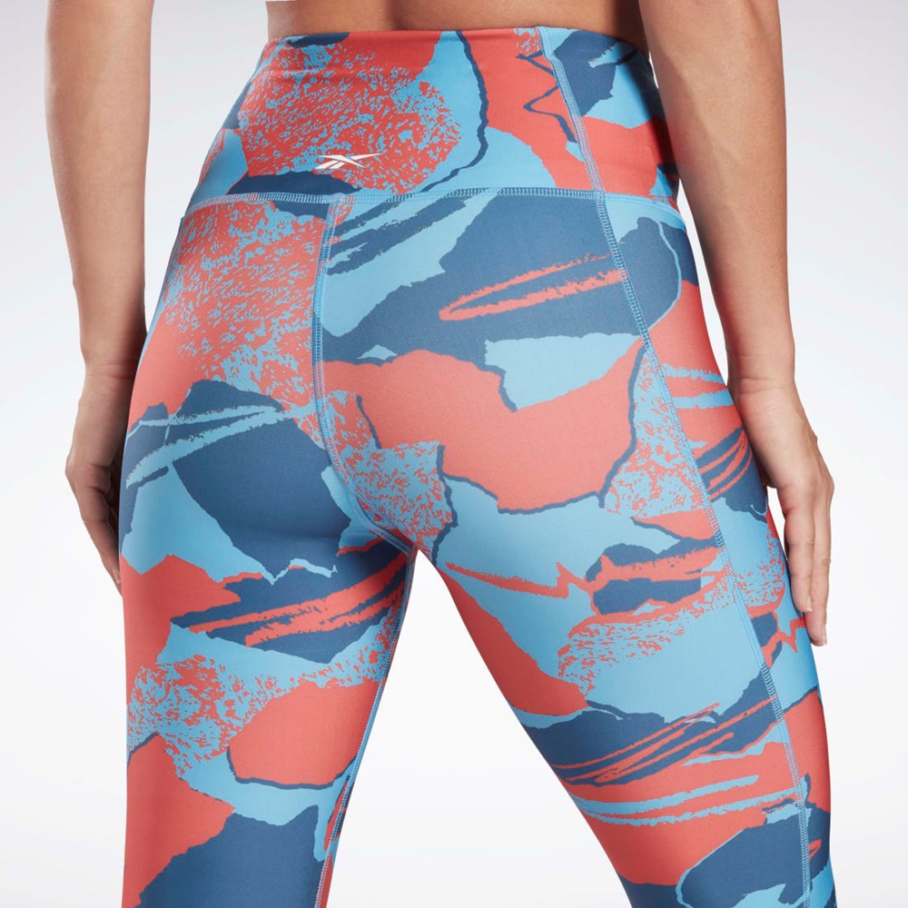 Reebok Workout Ready Printed Leggings Blå | JYSQMZ-570