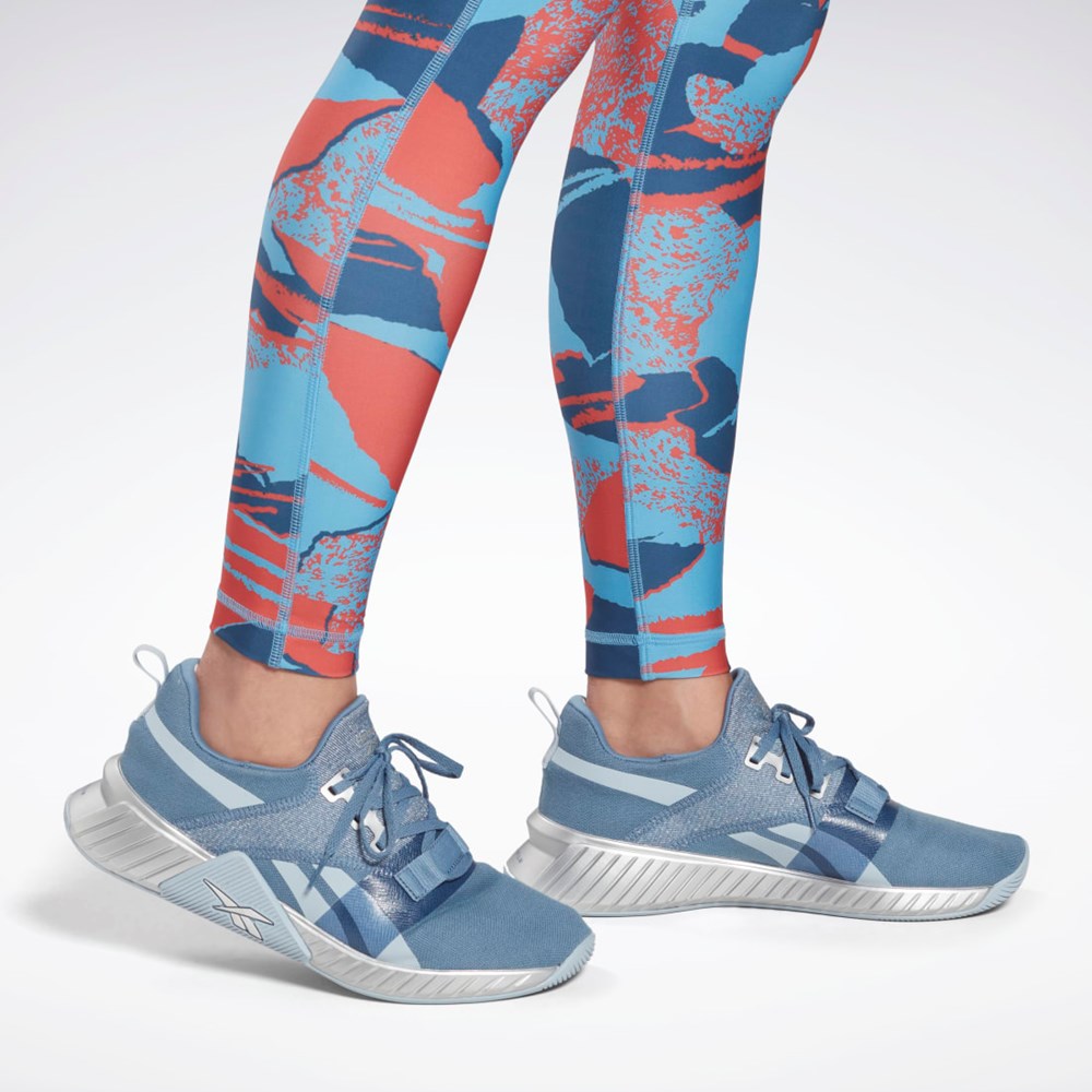 Reebok Workout Ready Printed Leggings Blå | JYSQMZ-570