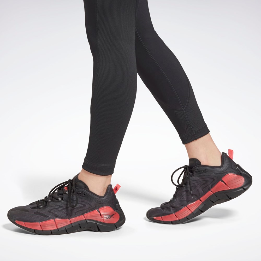 Reebok Workout Ready Rib High-Rise Leggings Svarte | JRTHDM-745