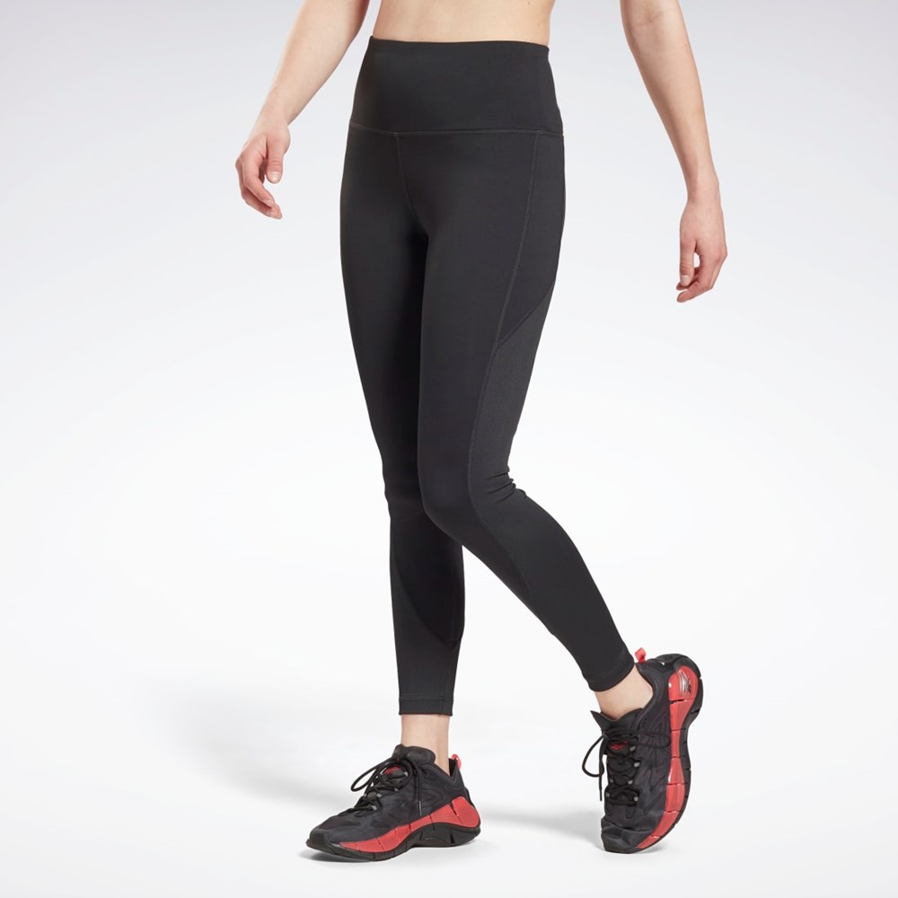 Reebok Workout Ready Rib High-Rise Leggings Svarte | JRTHDM-745