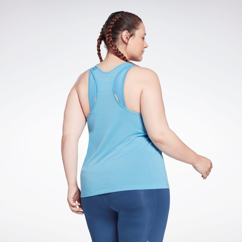 Reebok Workout Ready Supremium Big Logo Tank Top (Plus Size) Blå | MZQAXC-048