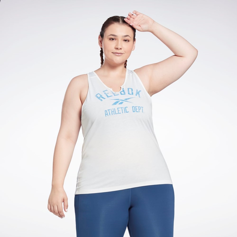 Reebok Workout Ready Supremium Big Logo Tank Top (Plus Size) Hvite | XHTNRJ-982