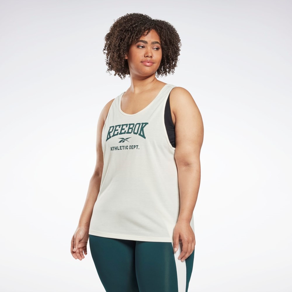 Reebok Workout Ready Supremium Grafiske Tank Top (Plus Size) Hvite | EUSJVZ-184