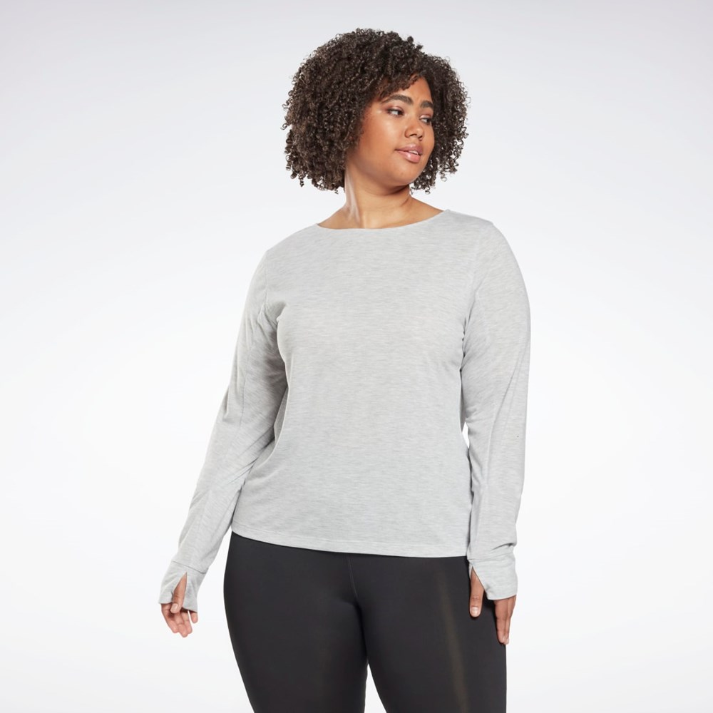 Reebok Workout Ready Supremium Long Sleeve T-Shirt (Plus Size) Lyse Grå | GITMXQ-496