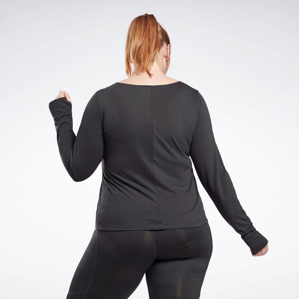 Reebok Workout Ready Supremium Long Sleeve T-Shirt (Plus Size) Svarte | YKNWIA-604