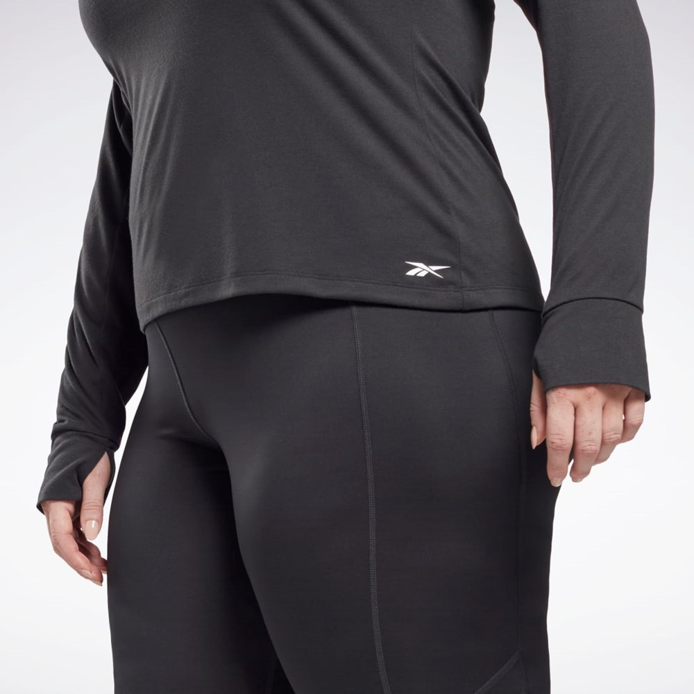 Reebok Workout Ready Supremium Long Sleeve T-Shirt (Plus Size) Svarte | YKNWIA-604