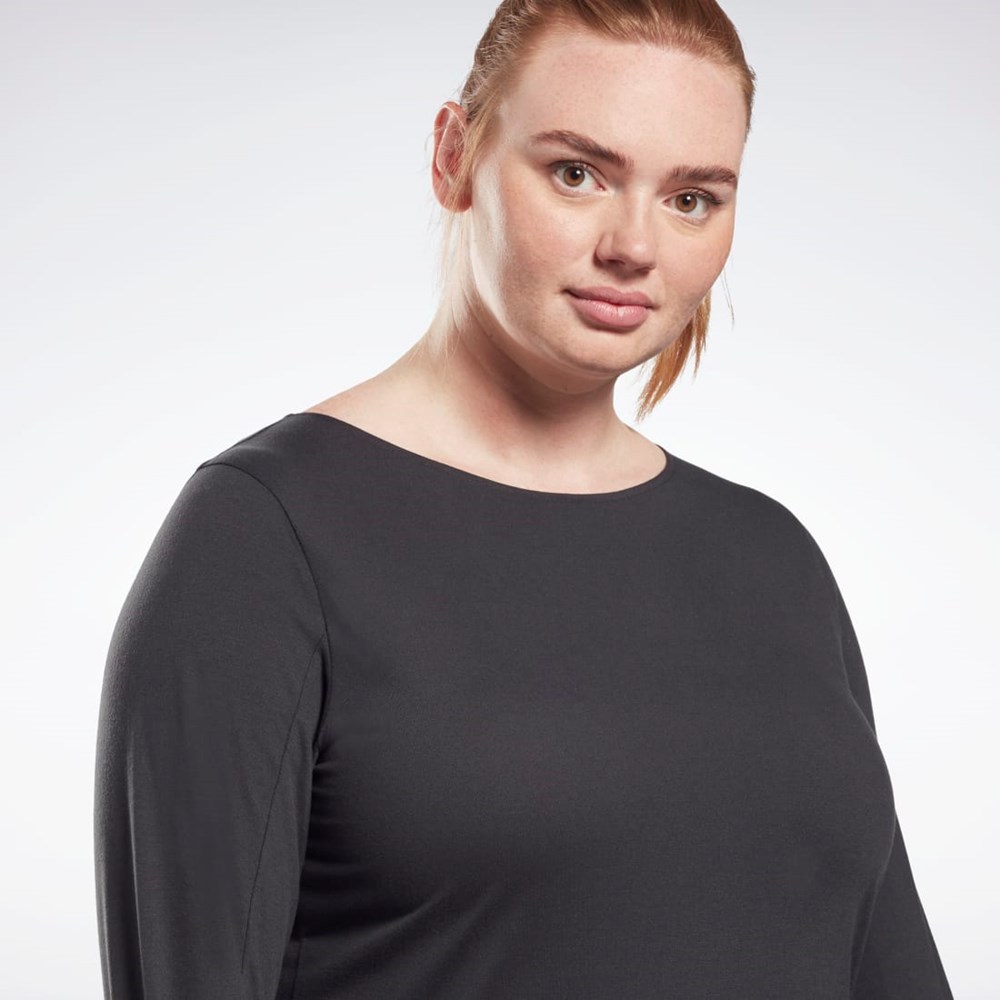 Reebok Workout Ready Supremium Long Sleeve T-Shirt (Plus Size) Svarte | YKNWIA-604