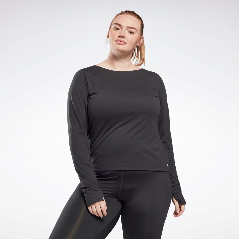 Reebok Workout Ready Supremium Long Sleeve T-Shirt (Plus Size) Svarte | YKNWIA-604