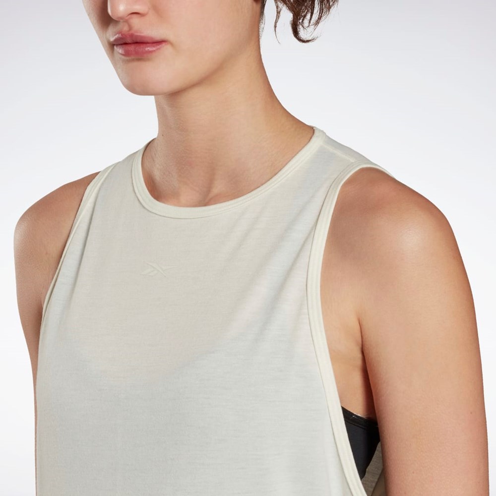 Reebok Yoga Long Tank Top Hvite | MOIJKL-175