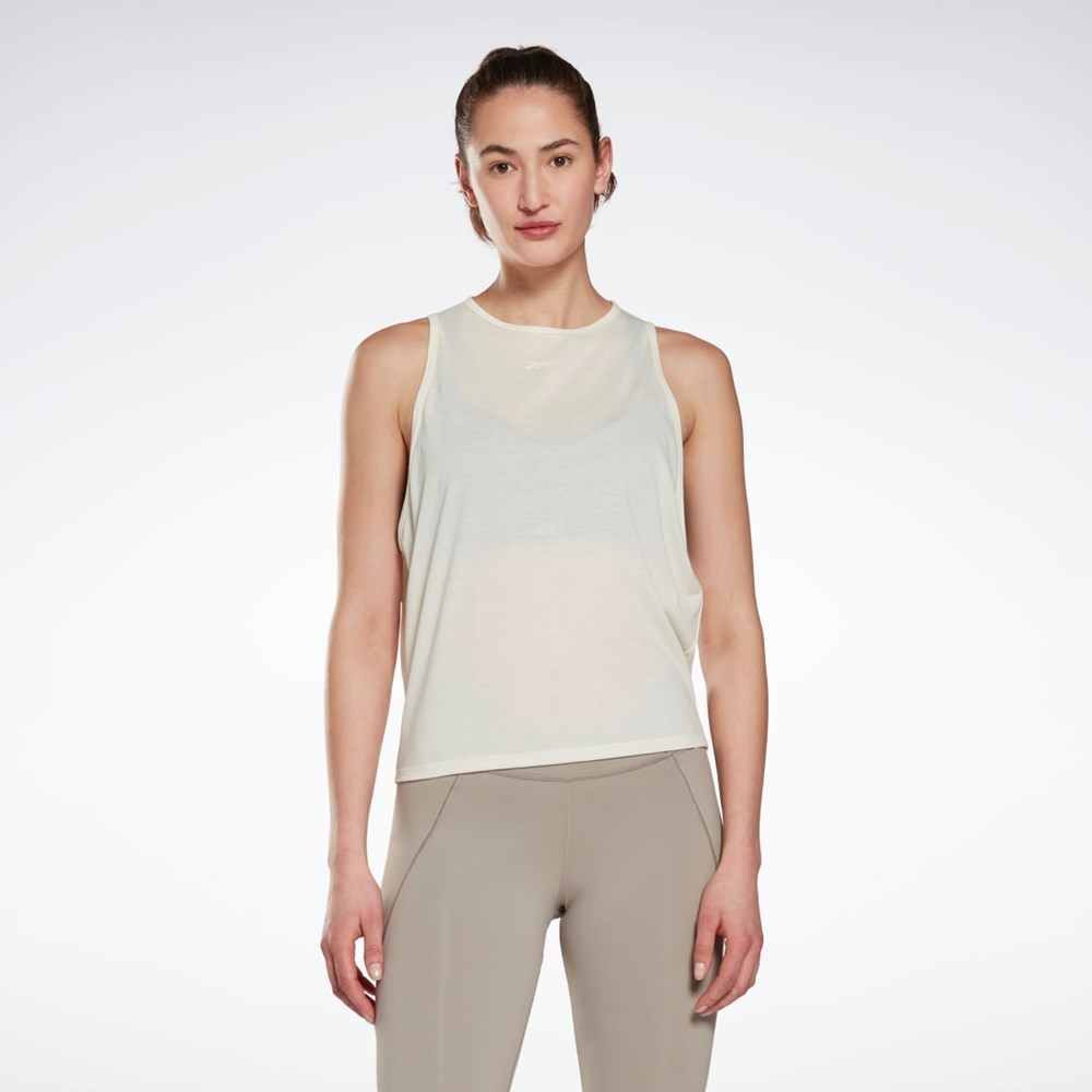 Reebok Yoga Long Tank Top Hvite | MOIJKL-175