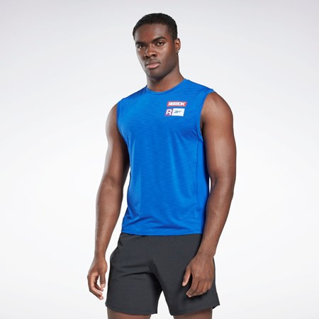 Reebok ACTIVCHILL Ermeløse T-Shirt Blå | XBNTLW-193