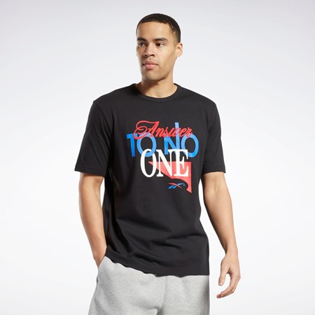 Reebok Answer to No One Kort Sleeve T-Shirt Svarte | KCQJNZ-013